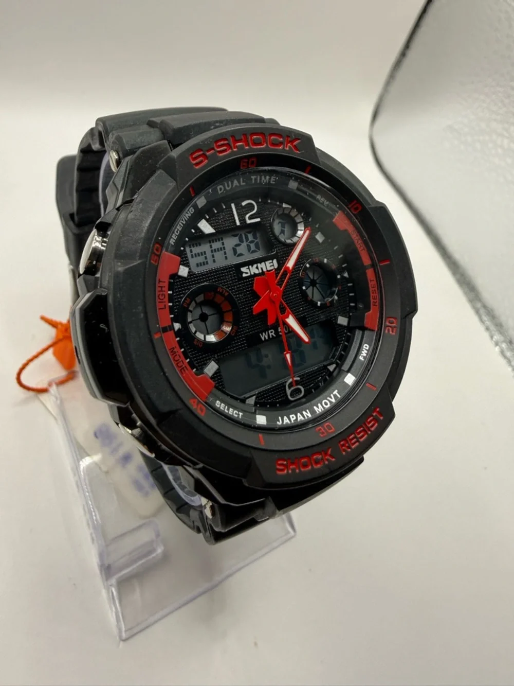 SKMEI S-Shock Men's Sports Quartz Digital Watch Alarm  Red & Black Dial 45mm - Picture 5 of 10